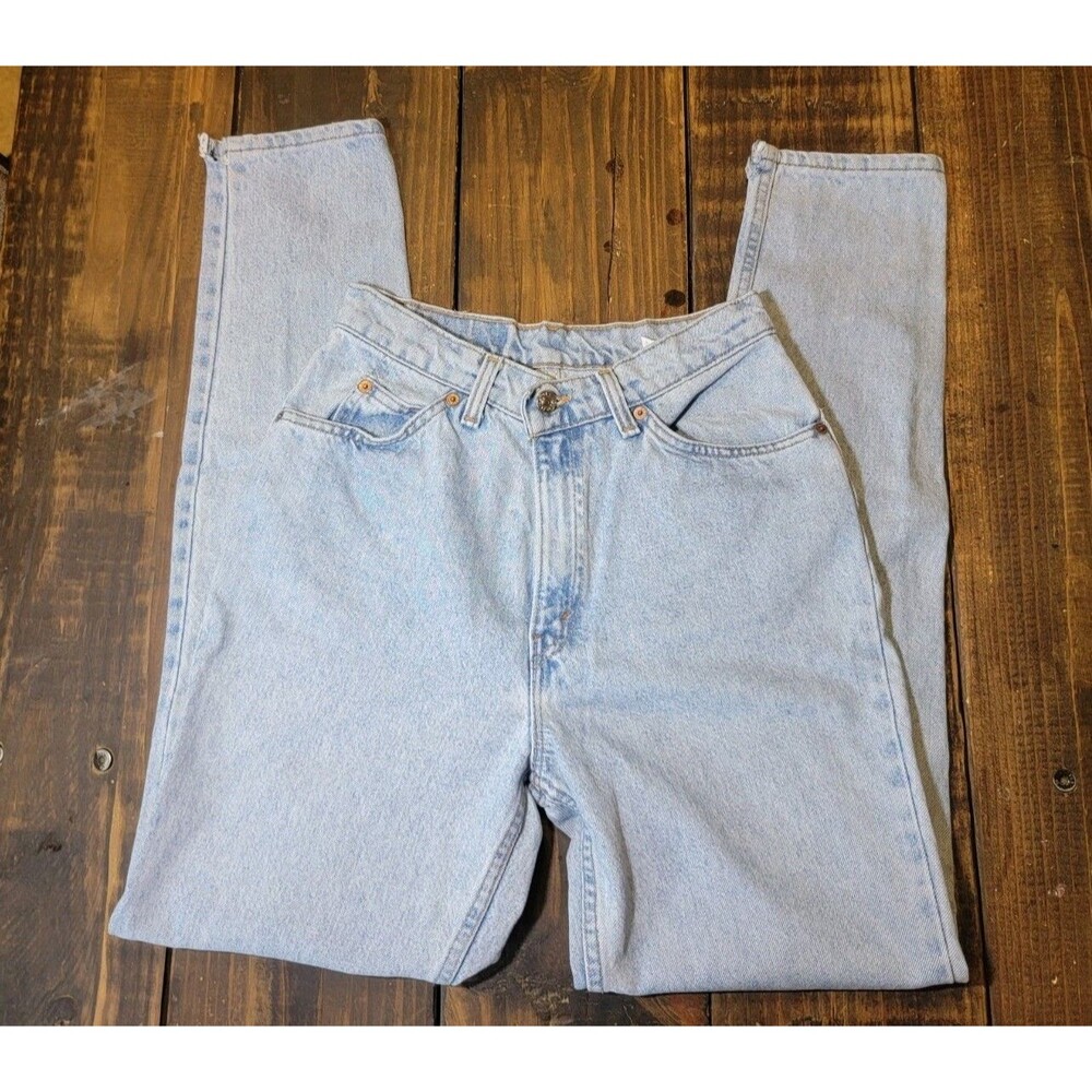 Vtg Levis 912 Orange Tab Slim Tapered Light Wash High Rise Jeans Sz 11 Long (25)